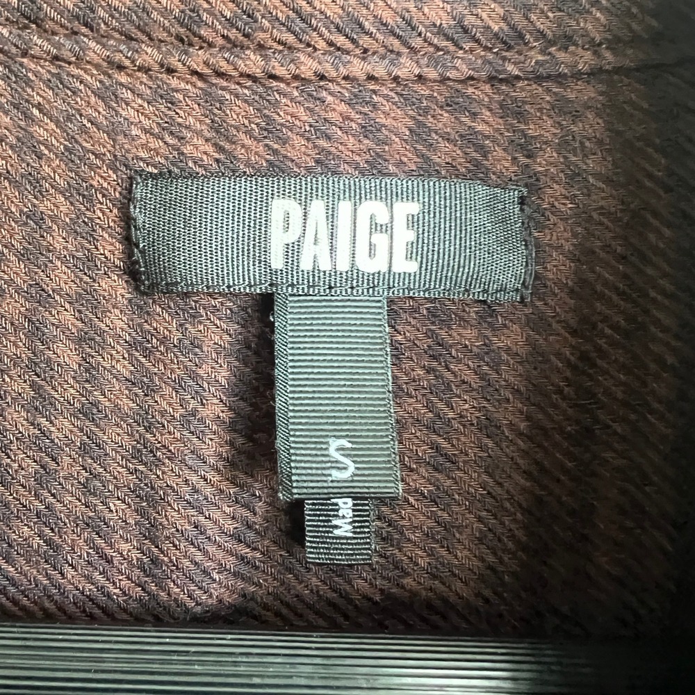 PAIGE Men's Everett Brown Houndstooth Button Down Shirt Caffeine Size Small - Picture 4 of 9